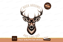 Majestic buck head with antlers and text deer brown Product Image 1