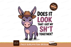 Purple donkey wearing cowboy hat cartoon Product Image 1