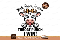 Cute cow playing rock paper scissors cartoon playful Product Image 1