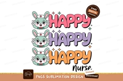 Smiling bunnies wearing nurse hats bunny rabbit Product Image 1