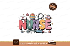 Colorful nurse text with easter eggs and medical tools Product Image 1