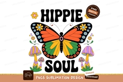 Psychedelic butterfly mushrooms flowers retro Product Image 1