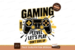 Black yellow gaming controller with text score Product Image 1