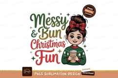 Girl messy bun christmas coffee image Product Image 1