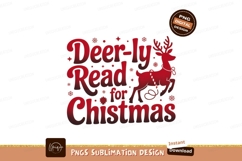 Red deer reading for christmas text image Product Image 1