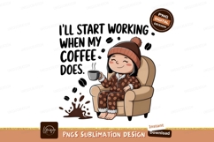 Coffee Lover In Pajamas Relaxing Cartoon Product Image 1