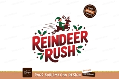 Elf riding reindeer festive text christmas holly Product Image 1