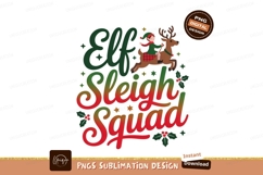 Elf riding reindeer with text sleigh squad Product Image 1