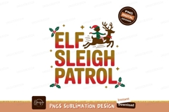 Elf riding reindeer with holiday text sleigh patrol Product Image 1
