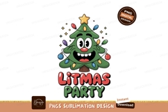 Happy Christmas tree with lights cartoon festive Product Image 1