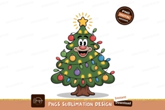 Happy cartoon christmas tree with lights image Product Image 1