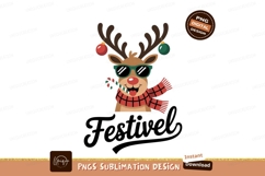 Cool reindeer wearing scarf and sunglasses christmas Product Image 1