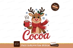Cute reindeer holding hot chocolate with scarf image Product Image 1