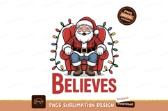 Cheerful Santa Claus sitting in red armchair Christmas Product Image 1