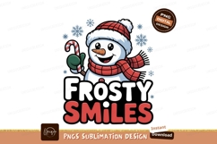 Cheerful snowman with candy cane and snowflakes winter Product Image 1