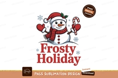 Snowman with candy cane and snowflakes holiday christmas Product Image 1