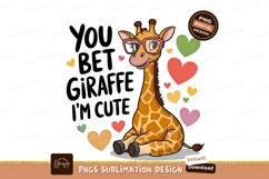 Cute Giraffe With Glasses Sublimation Png Product Image 1