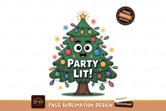 Festive tree with lights and face christmas happy Product Image 1