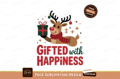 Happy reindeer gift box scarf christmas present Product Image 1