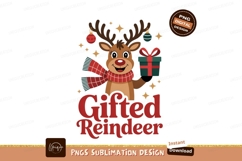 Cheerful reindeer with scarf and gift christmas ornament Product Image 1