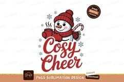 Cheerful snowman holding hot drink winter holiday Product Image 1