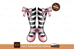 Pink bows striped socks ballet flats image Product Image 1