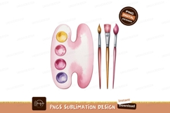 Pink paint palette with brushes image Product Image 1