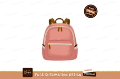 Pink backpack with brown straps and zippers image Product Image 1