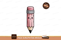 Pink pencil character with happy face kawaii cute Product Image 1