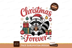 Cute raccoon wearing Santa hat eating cookie christmas Product Image 1