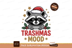 Festive raccoon wearing santa hat christmas holly Product Image 1