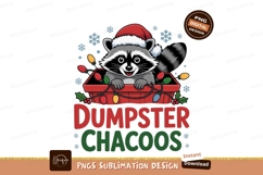 Festive raccoon wearing santa hat in decorated bin Product Image 1