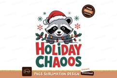 Raccoon wearing santa hat with christmas lights image Product Image 1