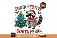 Festive raccoon with Christmas tree scarf Product Image 1
