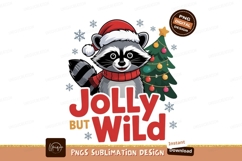 Raccoon wearing Santa hat and scarf near Christmas tree Product Image 1