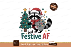 Festive raccoon wearing santa hat and scarf christmas Product Image 1