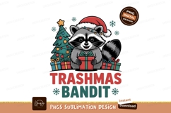 Festive raccoon holding gift box near decorated tree Product Image 1