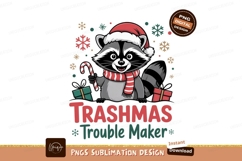 Festive raccoon wearing santa hat and scarf christmas Product Image 1