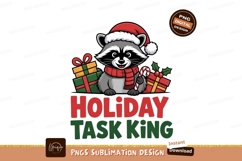 Raccoon wearing Santa hat holding candy cane scarf Product Image 1