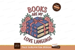 Books Love Language Stacked With Flowers Sublimation Product Image 1
