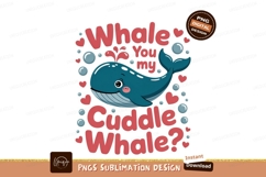 Cute whale hearts bubbles cartoon Product Image 1