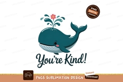 Blue whale spouting flower and water pink Product Image 1