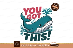 Blue whale water spray motivational message text Product Image 1