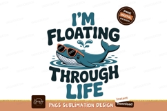 Blue whale wearing sunglasses floating water splashing Product Image 1