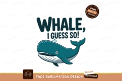 Teal whale text Sublimation illustration cartoon Product Image 1