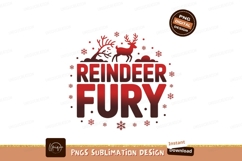 Red reindeer fury text snowflakes Product Image 1