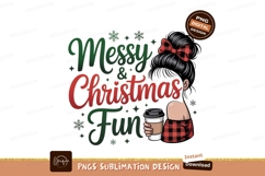 Messy Christmas Fun Woman Holding Coffee image Product Image 1