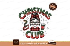 Festive girl with coffee and bow christmas plaid Product Image 1