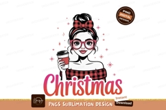 Festive woman holding coffee cup christmas Product Image 1