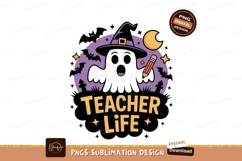 Ghost teacher holding pencil halloween witch Product Image 1